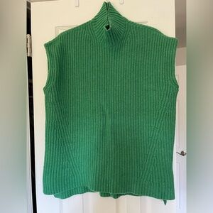 Ganni Kelly Green Turtleneck Sleeveless Sweater Vest